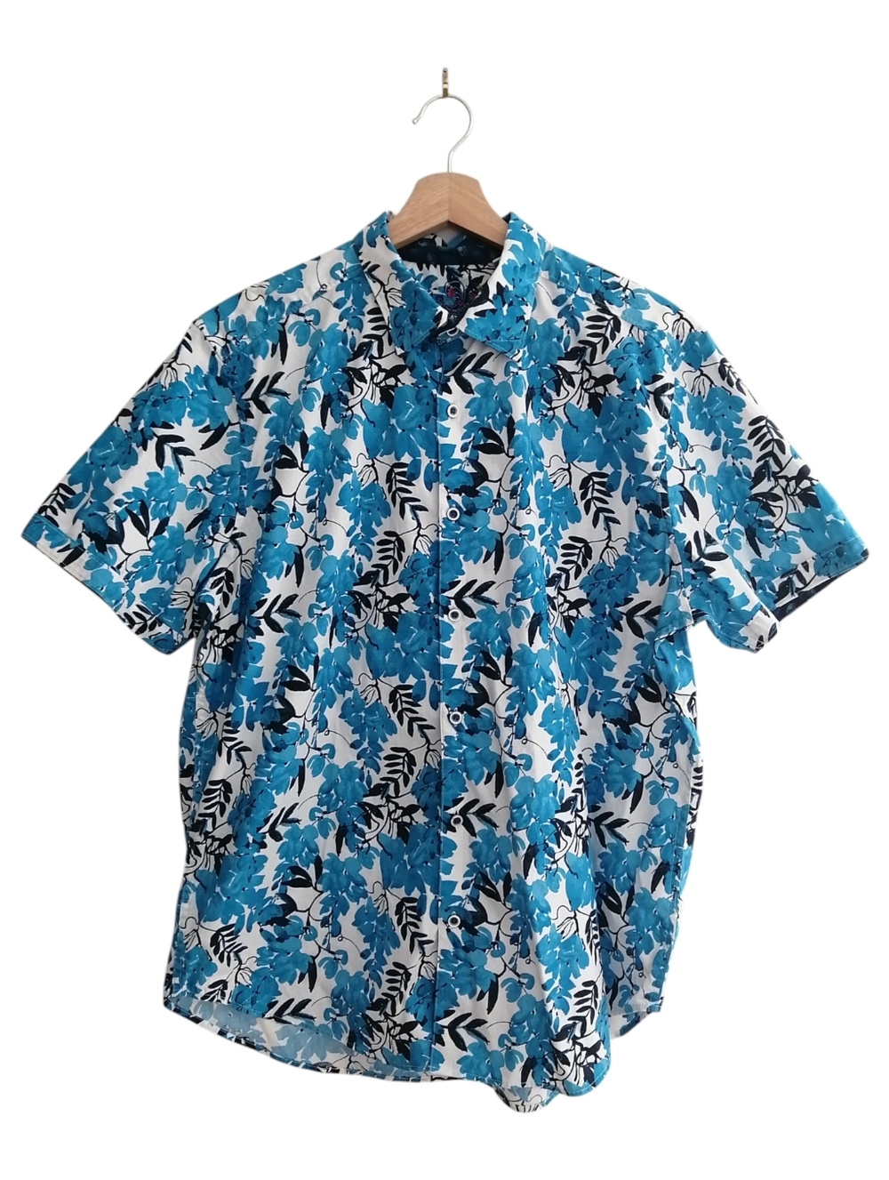 Robert Graham Men's Connell Classic Fit Short Sleeve Button Up Blue Floral XL